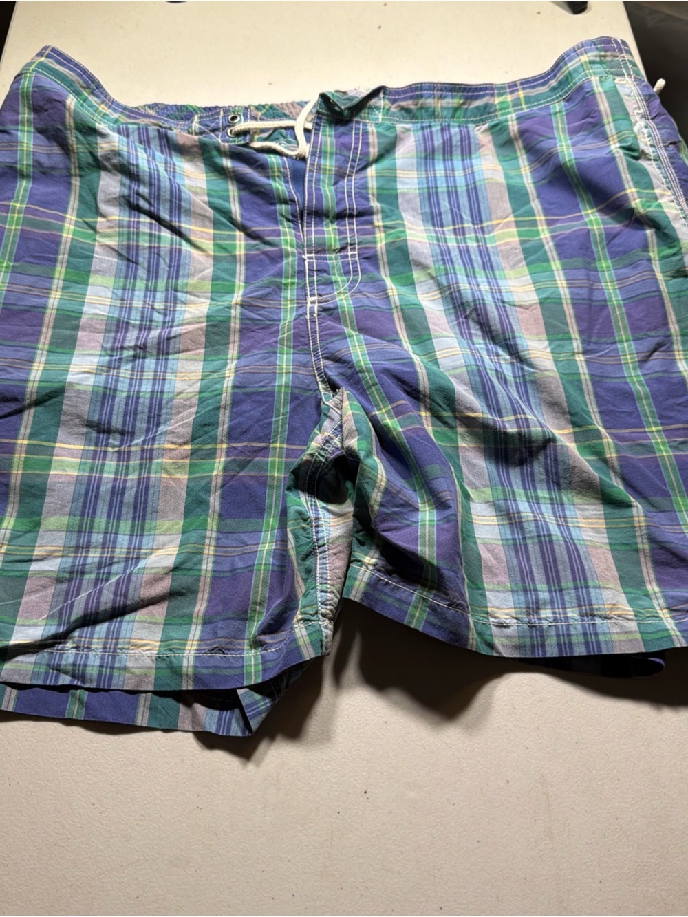 Polo by Ralph Lauren Blue and Green Plaid Swim Trunks